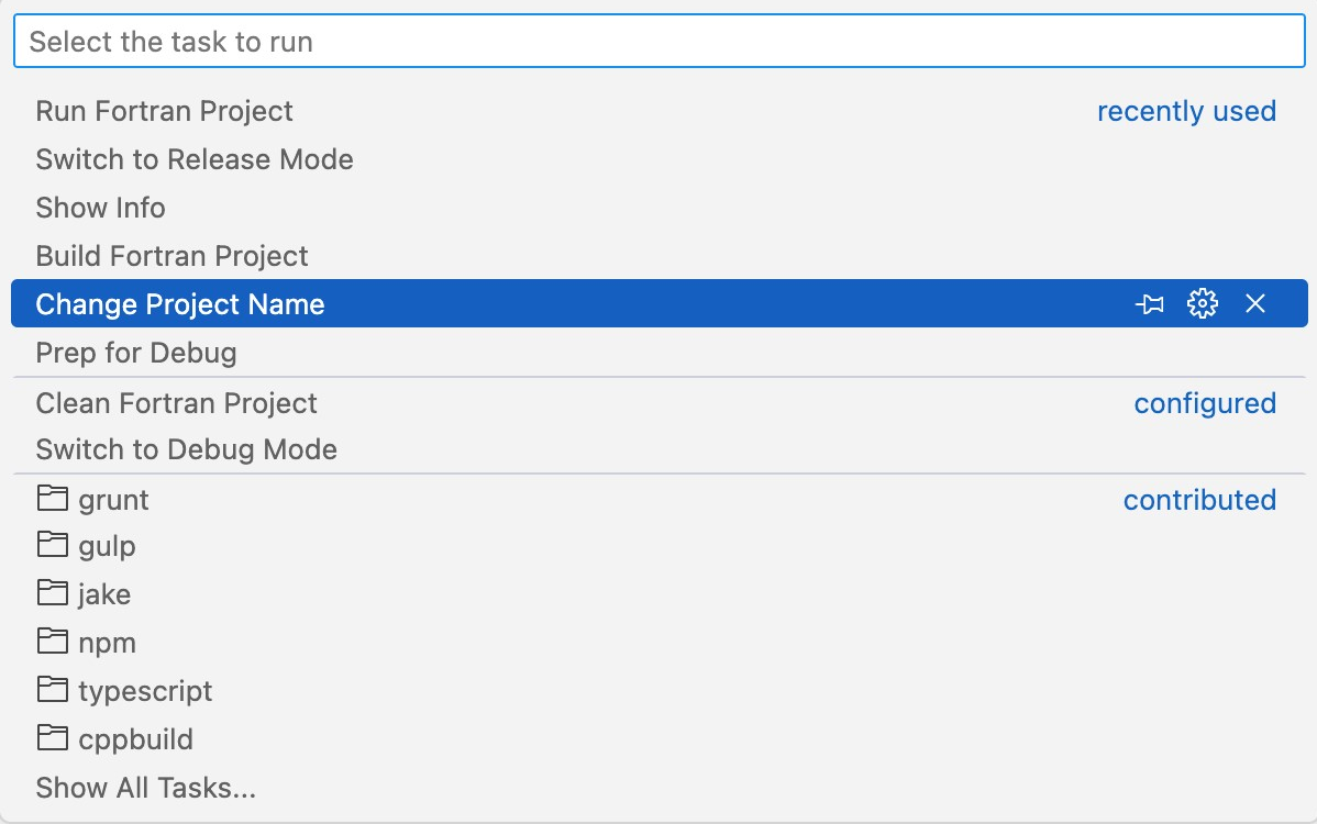 プロジェクト名の変更タスク