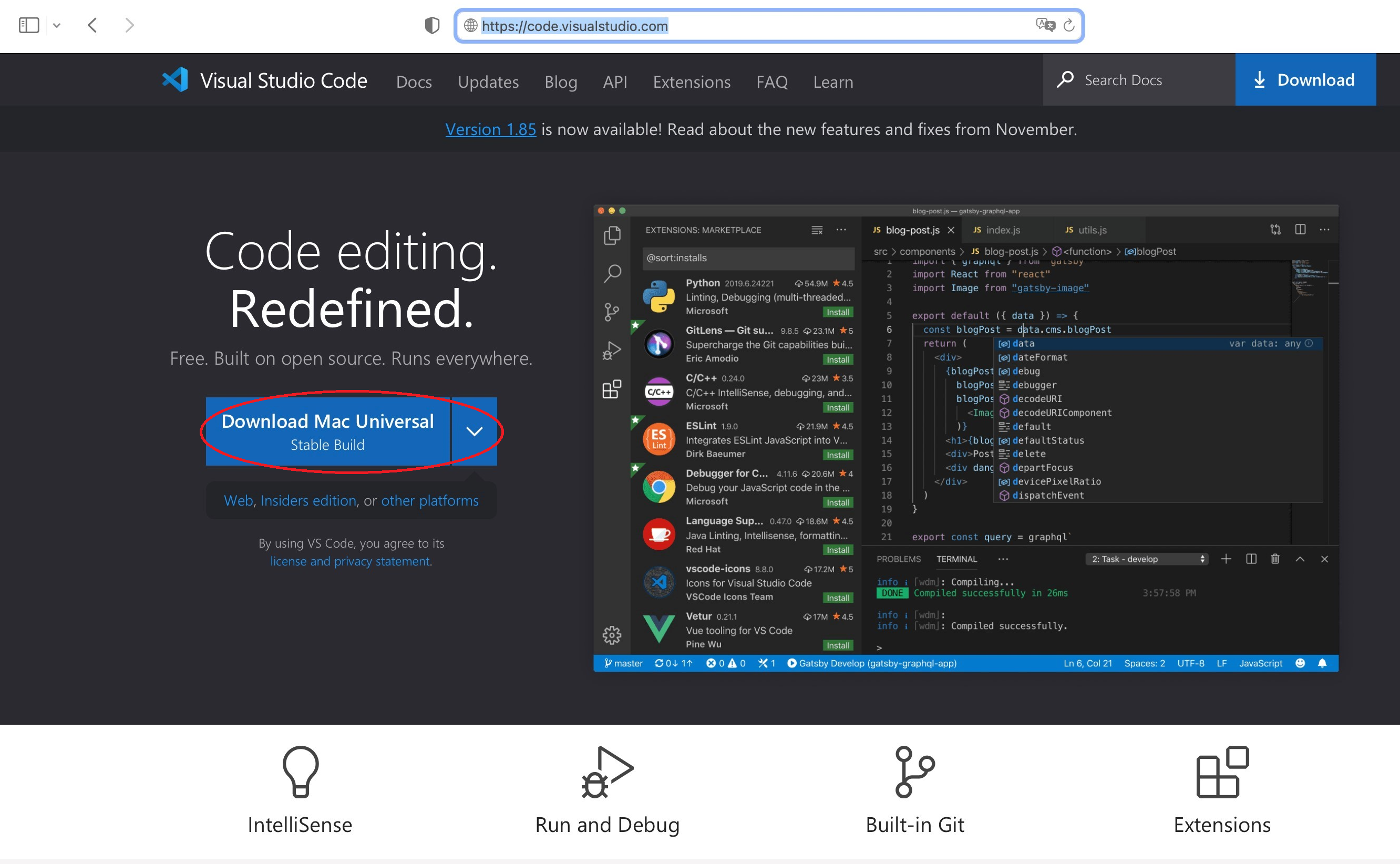 VSCode ダウンロードサイト